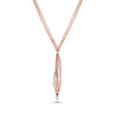 Collar de malla de tres hilos en plata de ley 925 rodiada con malla y colgante relleno de circonitas - ITN00065RH