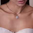 Collar de malla de plata de ley 925 rodiada negra con malla entrelazada y relleno de circonitas - ITN00075BLK