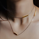 Collar largo con barra rectangular de plata de ley 925 bañada en oro - ITN00099RH-GP