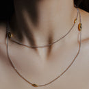 Collar de cadena de plata 925 con cuentas retorcidas chapadas en oro - ITN00101RH-GP