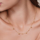 Gold Plated 925 Sterling Silver Multi Beaded Necklace - ITN00140-GP