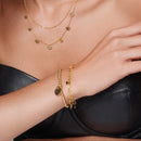 Pulsera de cadena de 5 corazones en plata de ley 925 bañada en oro - ITB00321-GP