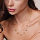 Gold Plated 925 Sterling Silver Multi Chain Dangling Heart Charm Necklace  - ITN00143-GP