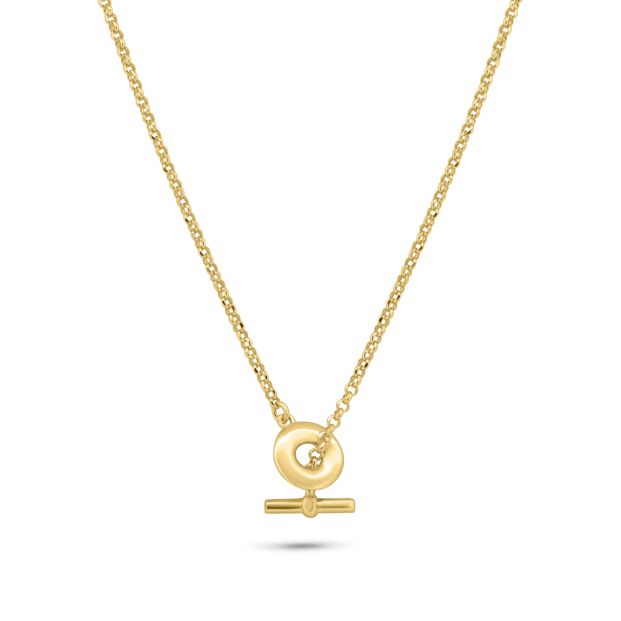 Collar Rolo ajustable con forma de dona y barra en plata de ley 925 bañada en oro - ITN00161-GP