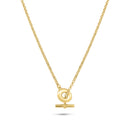 Gold Plated 925 Sterling Silver Rolo Adjustable Donut and Bar Necklace - ITN00161-GP