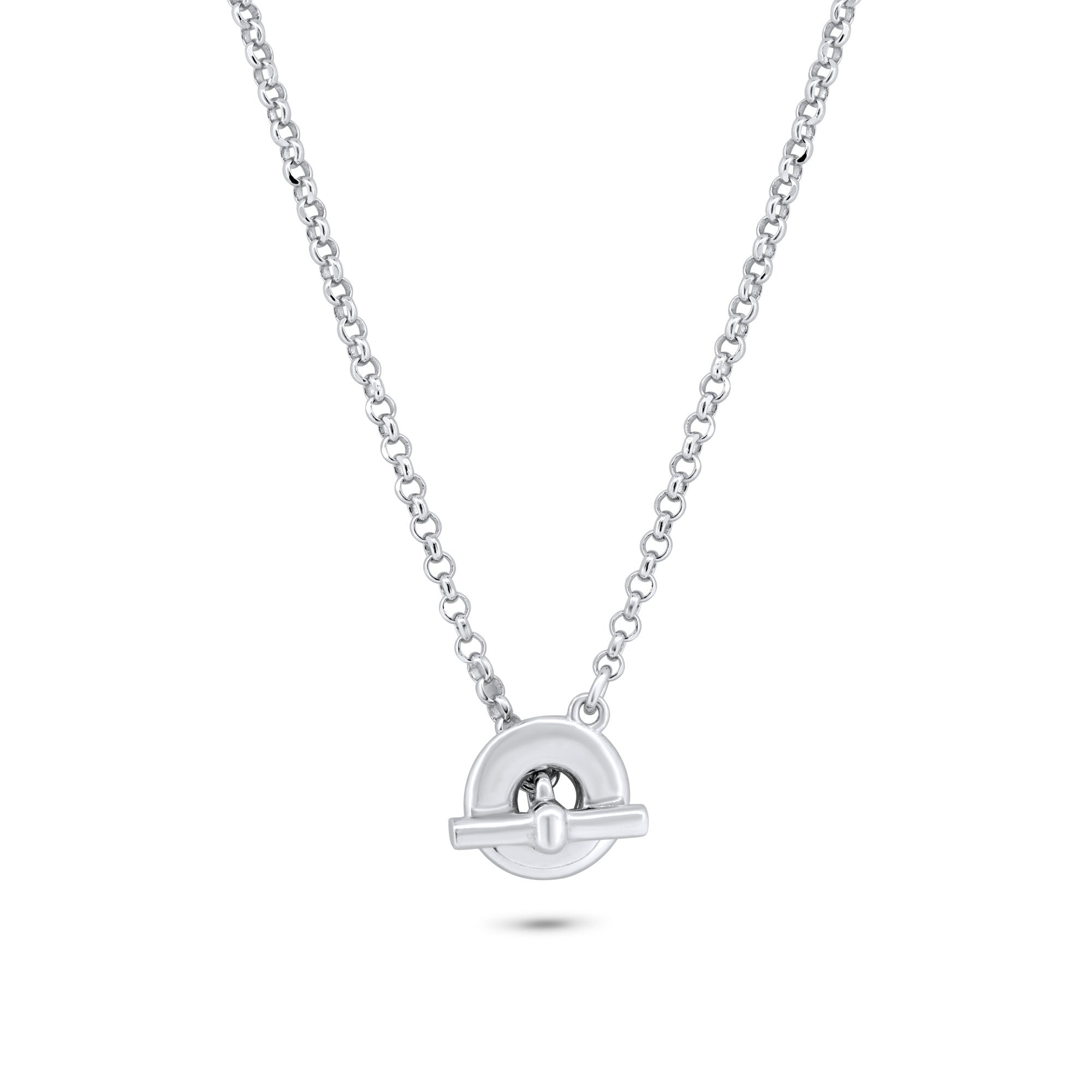 Collar ajustable de donut y barra en plata de ley 925 rodiada - ITN00161-RH