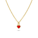 Collar Rolo ajustable con corazón rojo esmaltado en plata de ley 925 bañado en oro - ITN00169-GP