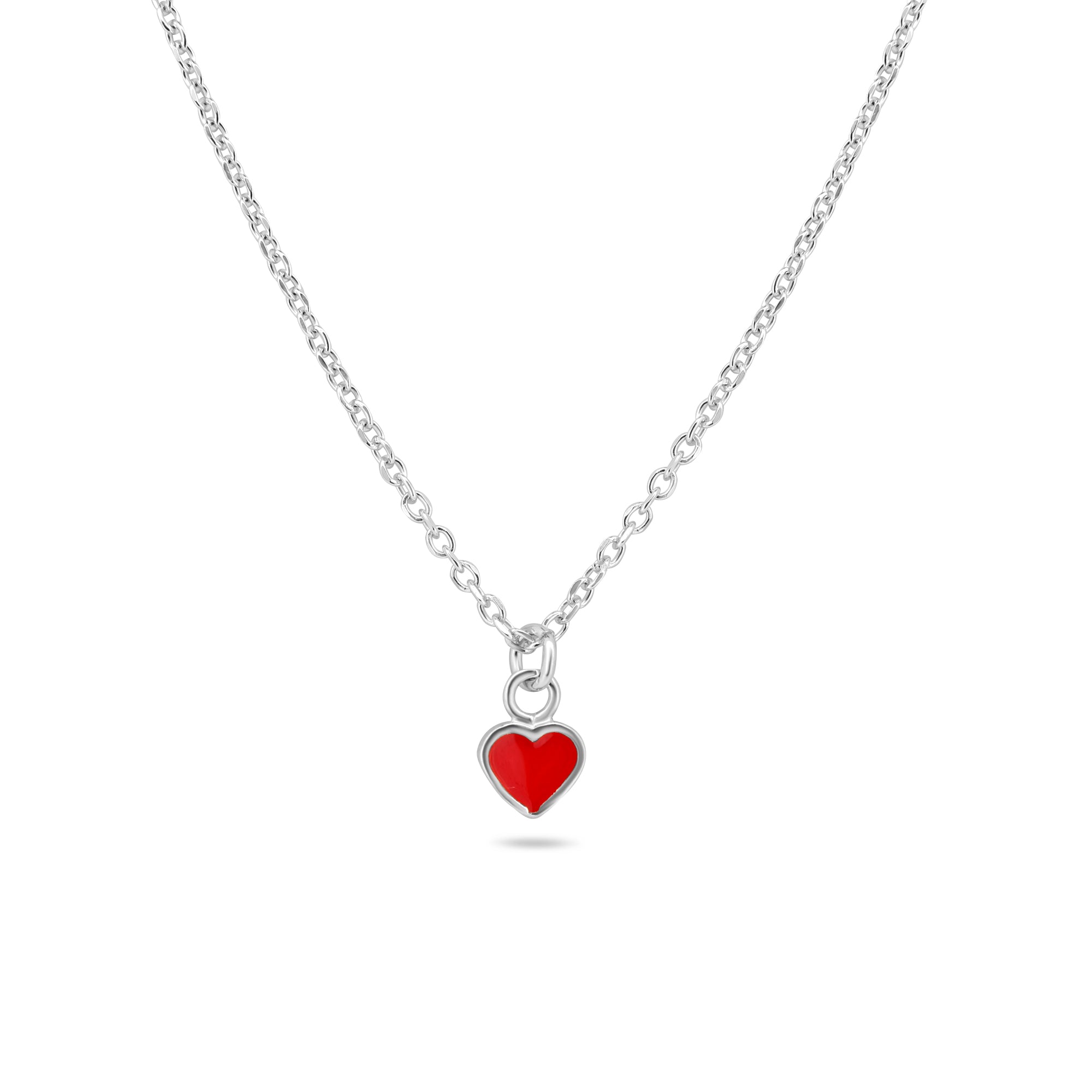Collar Rolo ajustable con corazón rojo esmaltado en plata de ley 925 rodiada - ITN00169-RH