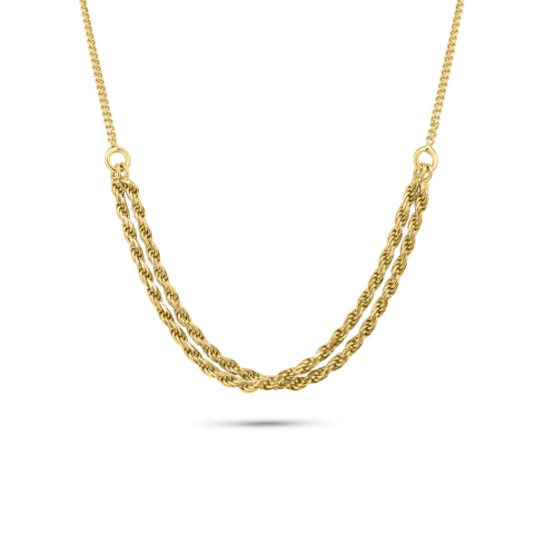 Collar ajustable de cuerda de 1,7 mm con hilo curvo chapado en oro de plata 925 - ITN00171-GP