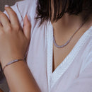 Rhodium Plated 925 Sterling Silver Mesh Necklace Filled with CZ - ITN00024