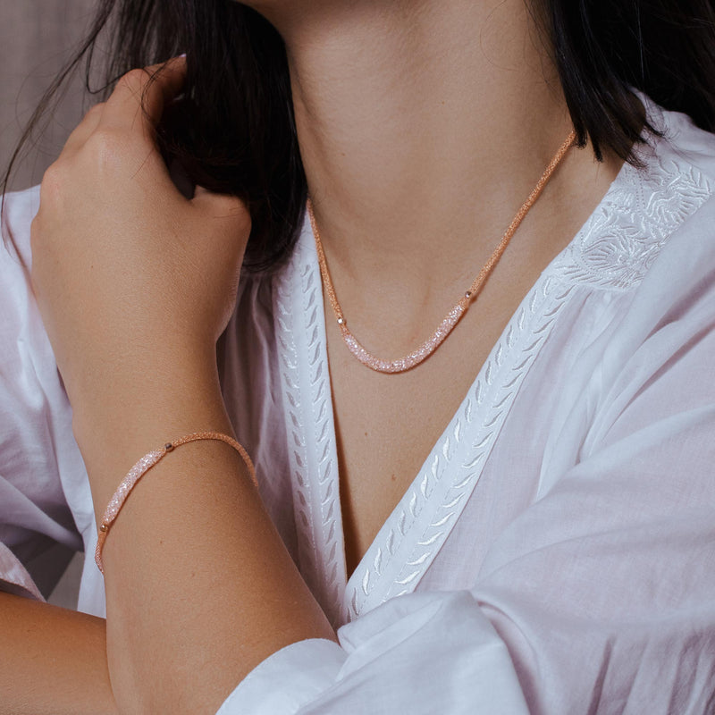 Collar de malla chapado en oro rosa de plata 925 relleno de circonitas - ITN00024RGP