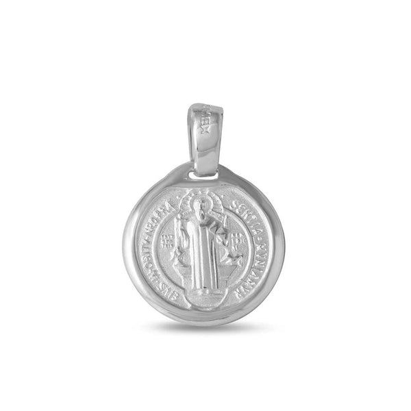 Silver 925 High Polished Saint Benedict Medallion 13mm - JCA026-BL10