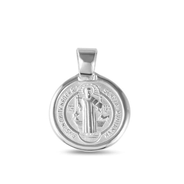 Patron Saint St Benedict Medal Pendant - Silver Tone, 1 1/2 Inch - For Protection & Blessing - View #7