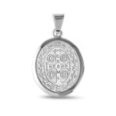 Silver 925 High Polished Oval Saint Benedict Medallion - JCA031-V22