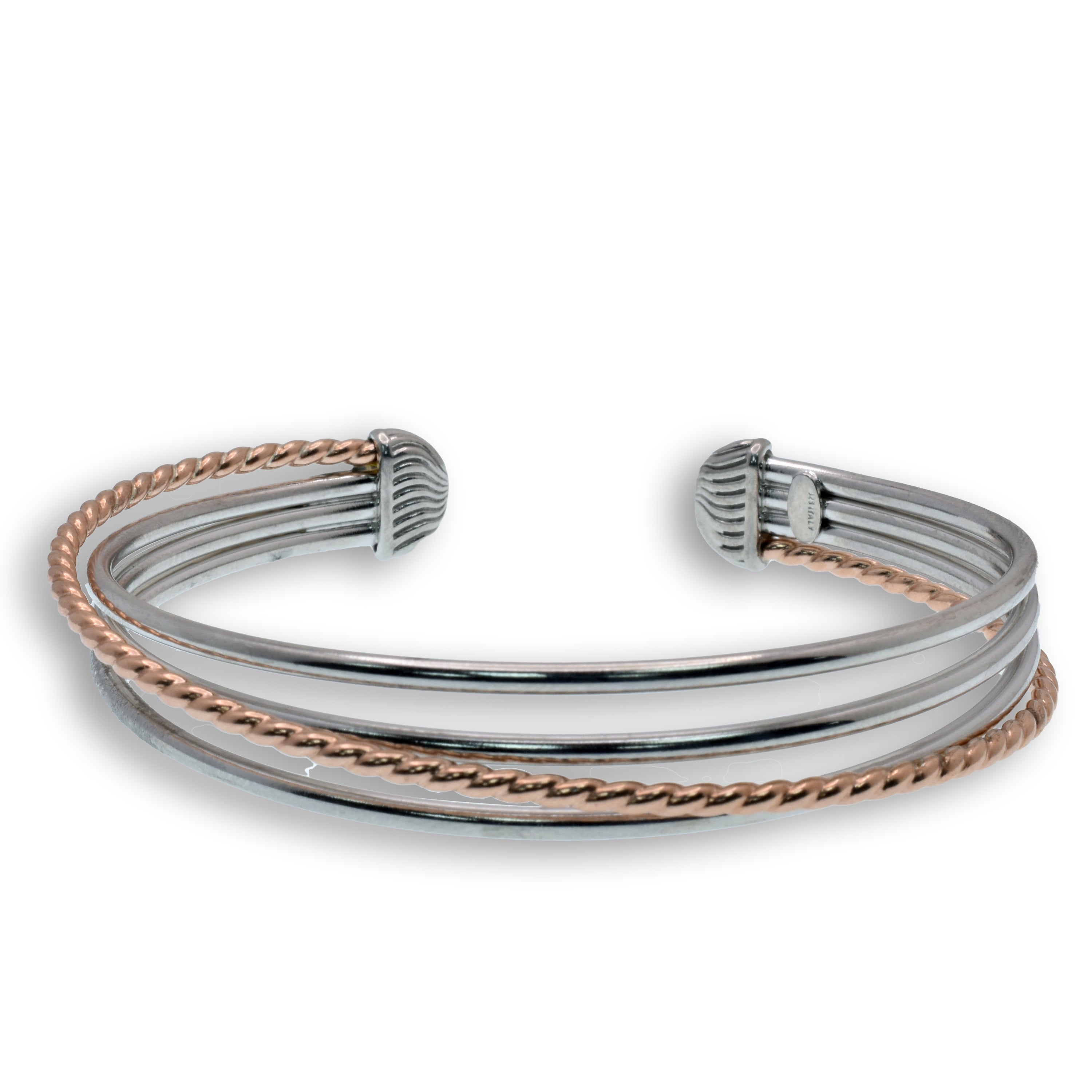 Clearance-925 Gold Plated 4 Strand Twisted Italian Bracelet - JPB00020RGP