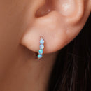 Pendiente de botón de plata de ley rodiada con doble banda de 4,5 mm x 21 mm - GME00131