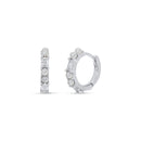 Pendiente de botón de plata de ley rodiada con doble banda de 4,5 mm x 21 mm - GME00131