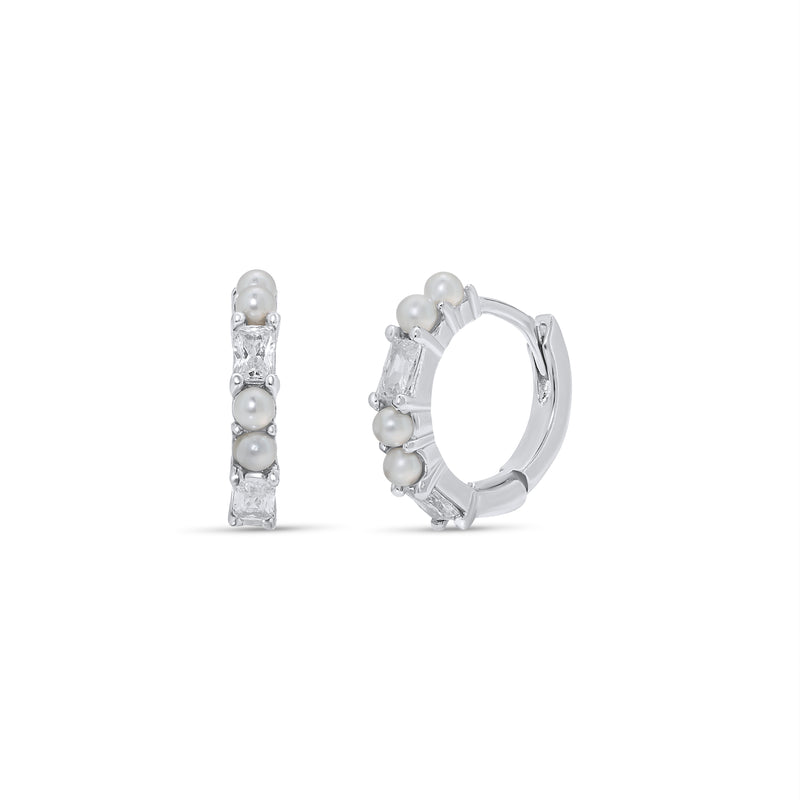 Pendiente de botón de plata de ley rodiada con doble banda de 4,5 mm x 21 mm - GME00131