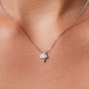 Rhodium Plated 925 Sterling Silver Mushroom Charm Adjustable Necklace - JTN00003
