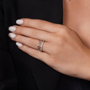 Rhodium Plated 925 Sterling Silver Eternity Clover Clear CZ Ring Set - JTR00002