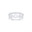Rhodium Plated 925 Sterling Silver Eternity Clover Clear CZ Ring Set - JTR00002