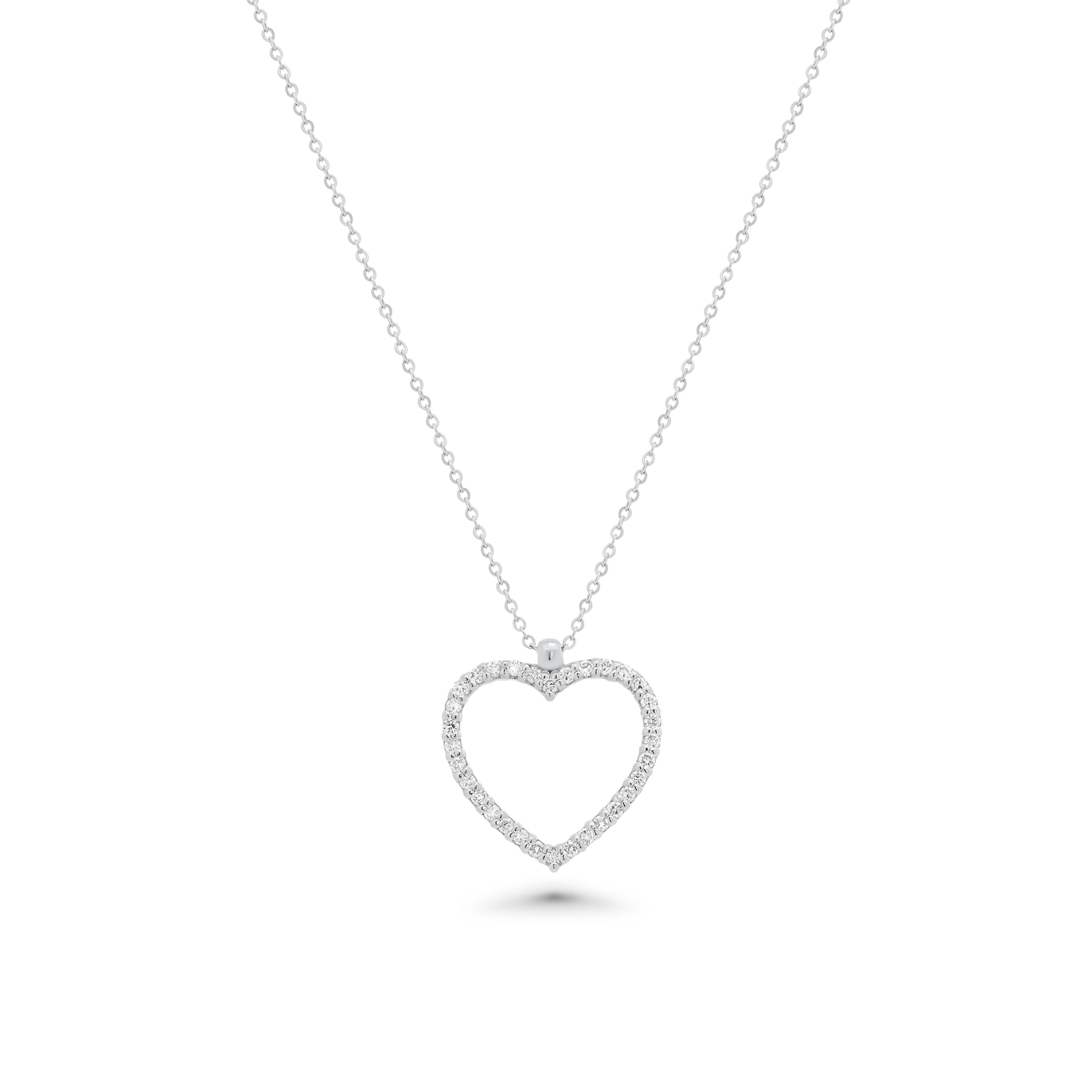 Rhodium Plated 925 Sterling Silver Lab Grown Diamond Heart Pendant Adjustable Necklace - LGMN00001