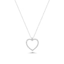 Rhodium Plated 925 Sterling Silver Lab Grown Diamond Heart Pendant Adjustable Necklace - LGMN00001