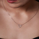 Collar ajustable con colgante de corazón de 14,5 mm x 14 mm en plata de ley 925 rodiada y diamante cultivado en laboratorio - LGMN00004