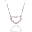 Collar ajustable con colgante de corazón de 13,5 mm x 10,5 mm en plata de ley 925 rodiada y diamante cultivado en laboratorio - LGMN00006