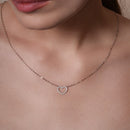 Collar ajustable con colgante de corazón de 13,5 mm x 10,5 mm en plata de ley 925 rodiada y diamante cultivado en laboratorio - LGMN00006