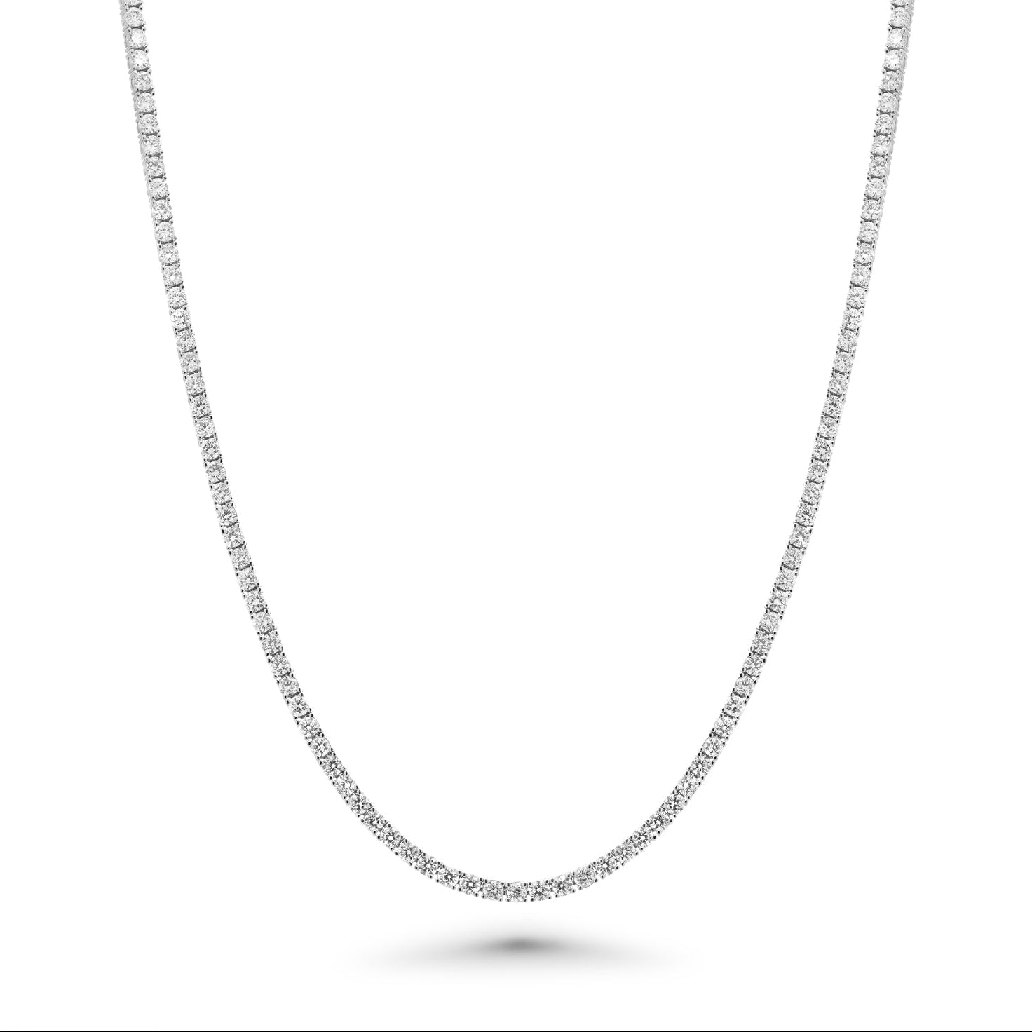 Rhodium Plated 925 Sterling Silver Round Lab Grown 2mm Tennis Necklace - LGMN00021