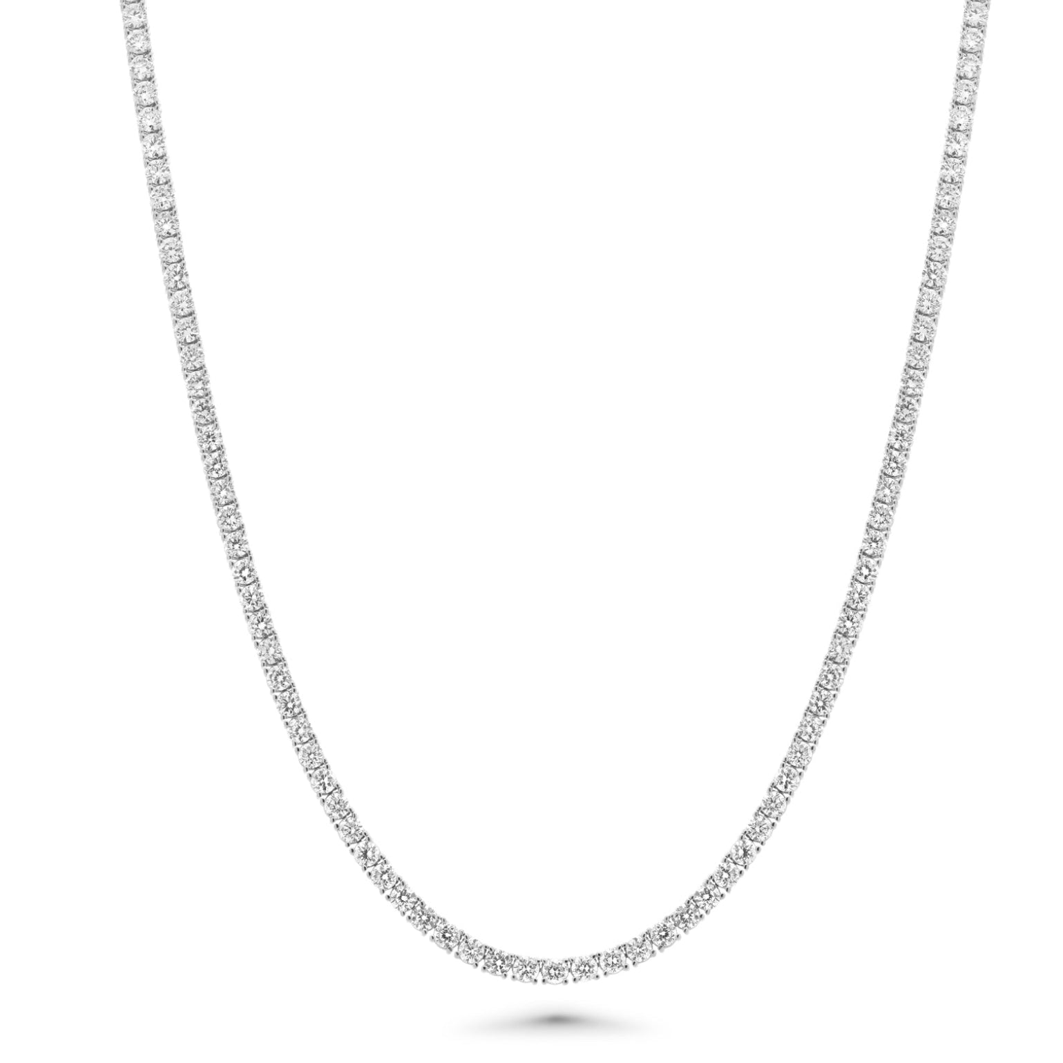 Rhodium Plated 925 Sterling Silver Round Lab Grown 2.5mm Tennis Necklace - LGMN00022