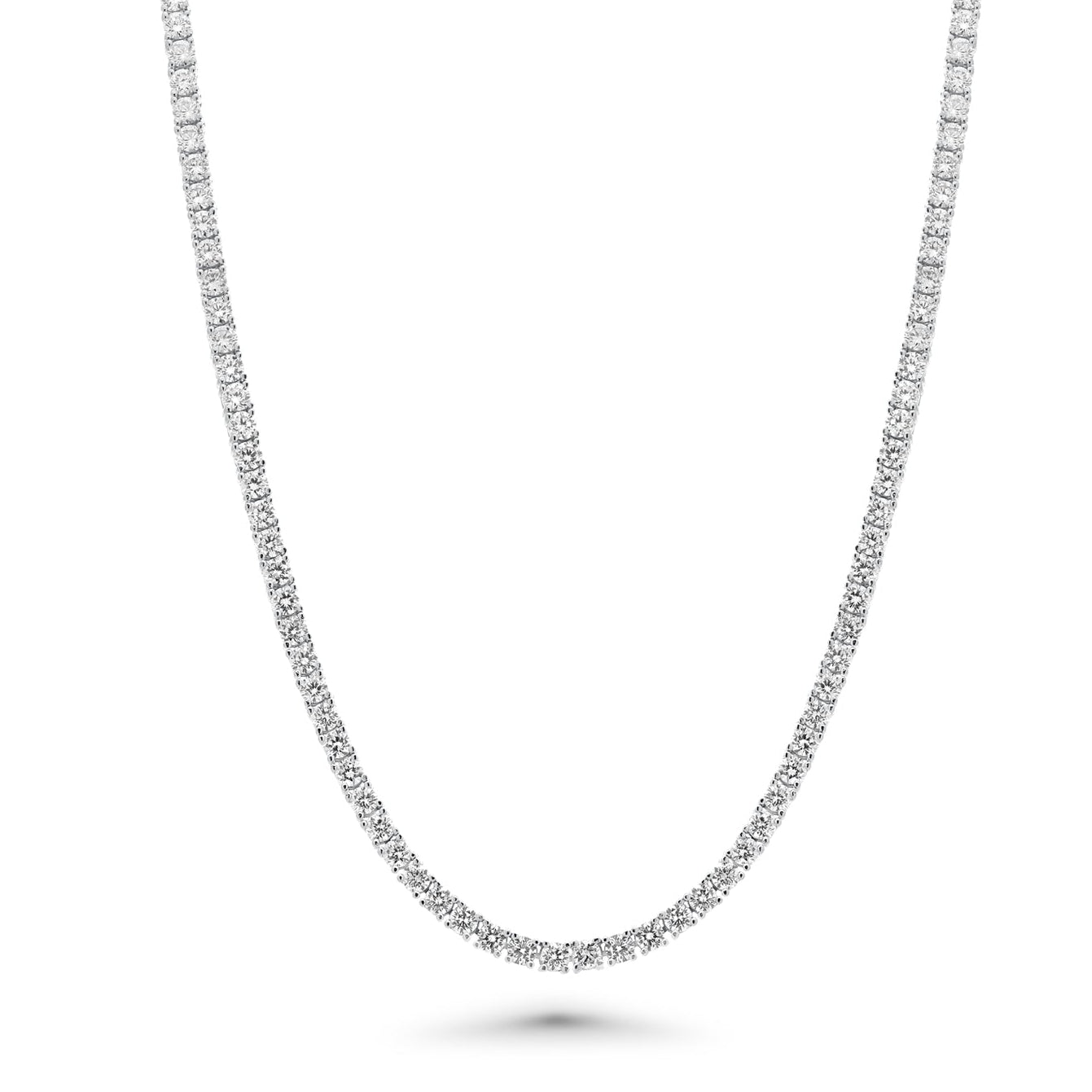 Rhodium Plated 925 Sterling Silver Round Lab Grown 3.5mm Tennis Necklace - LGMN00023