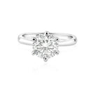 Rhodium Plated 925 Sterling Silver 5mm Round Lab Grown Diamond on Solitaire Engagement Ring - LGMR00001