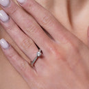 Rhodium Plated 925 Sterling Silver 5mm Round Lab Grown Diamond Pave Side Stones on Solitaire Engagement Ring - LGMR00005