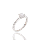 Anillo de compromiso estilo catedral de plata de ley 925 rodiada con pavé de diamantes redondos de 6 mm cultivados en laboratorio - LGMR00008