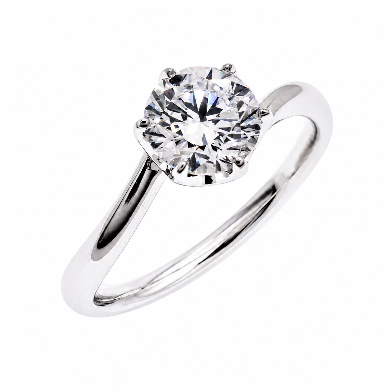 Rhodium Plated 925 Sterling Silver Round Lab Grown Diamond Twist Engagement Ring - LGMR00013