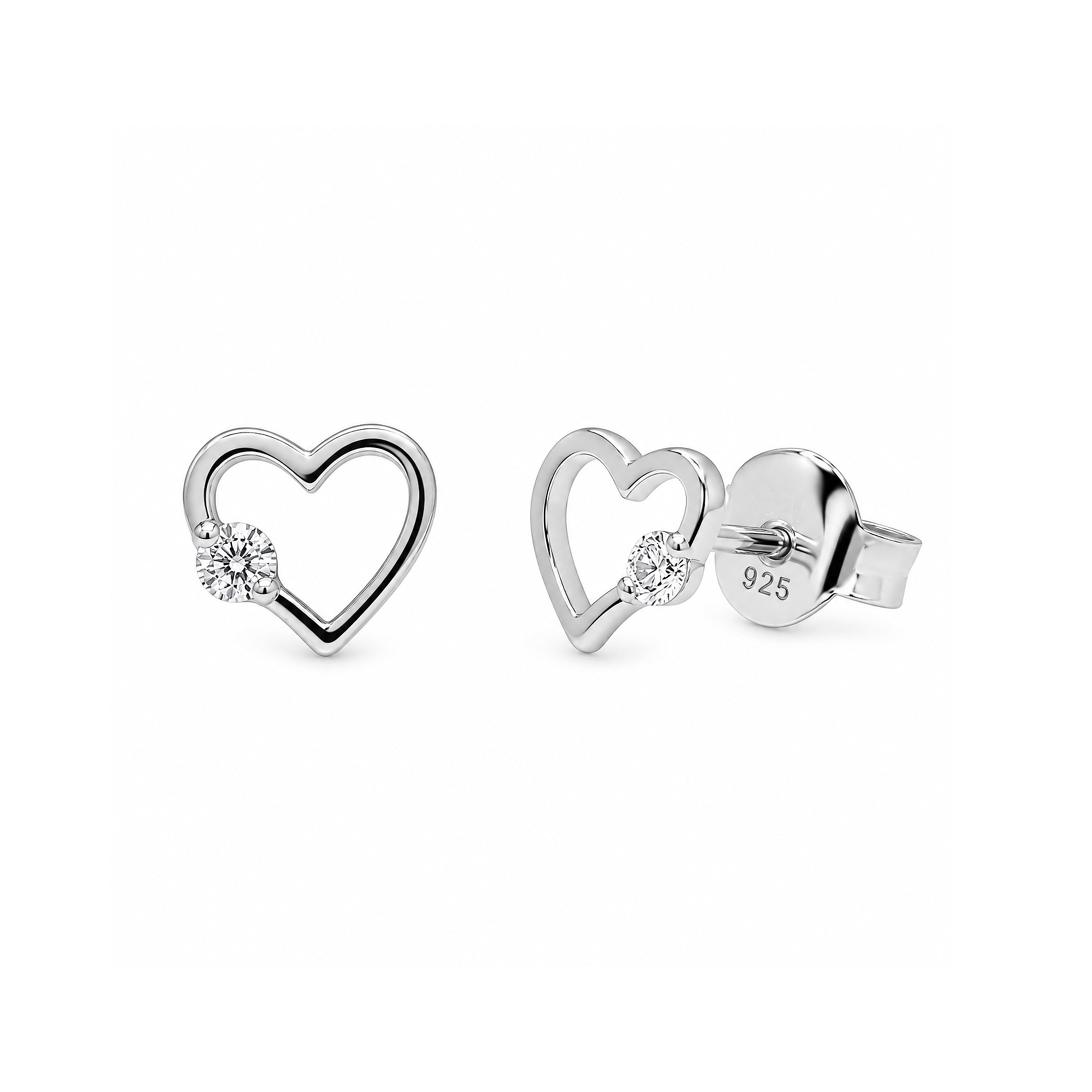 Rhodium Plated 925 Sterling Silver Lab Grown Diamonds Open Heart Earring - LGTGE00052