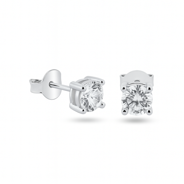 925 Sterling Silver Moissanite 5mm Round Push Back Earring - MBGE00003