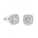 Pendiente de plata de ley 925 con halo de moissanita de 8 mm y cierre de presión - MBGE00006