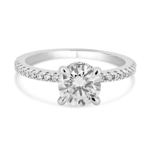 Anillo Llamativo Con Incrustaciones De Piedras Moissanita De 2 Quilates Chapado En Rodio De Plata 925 - MBGR00012 | Palacio De Plata Inc
