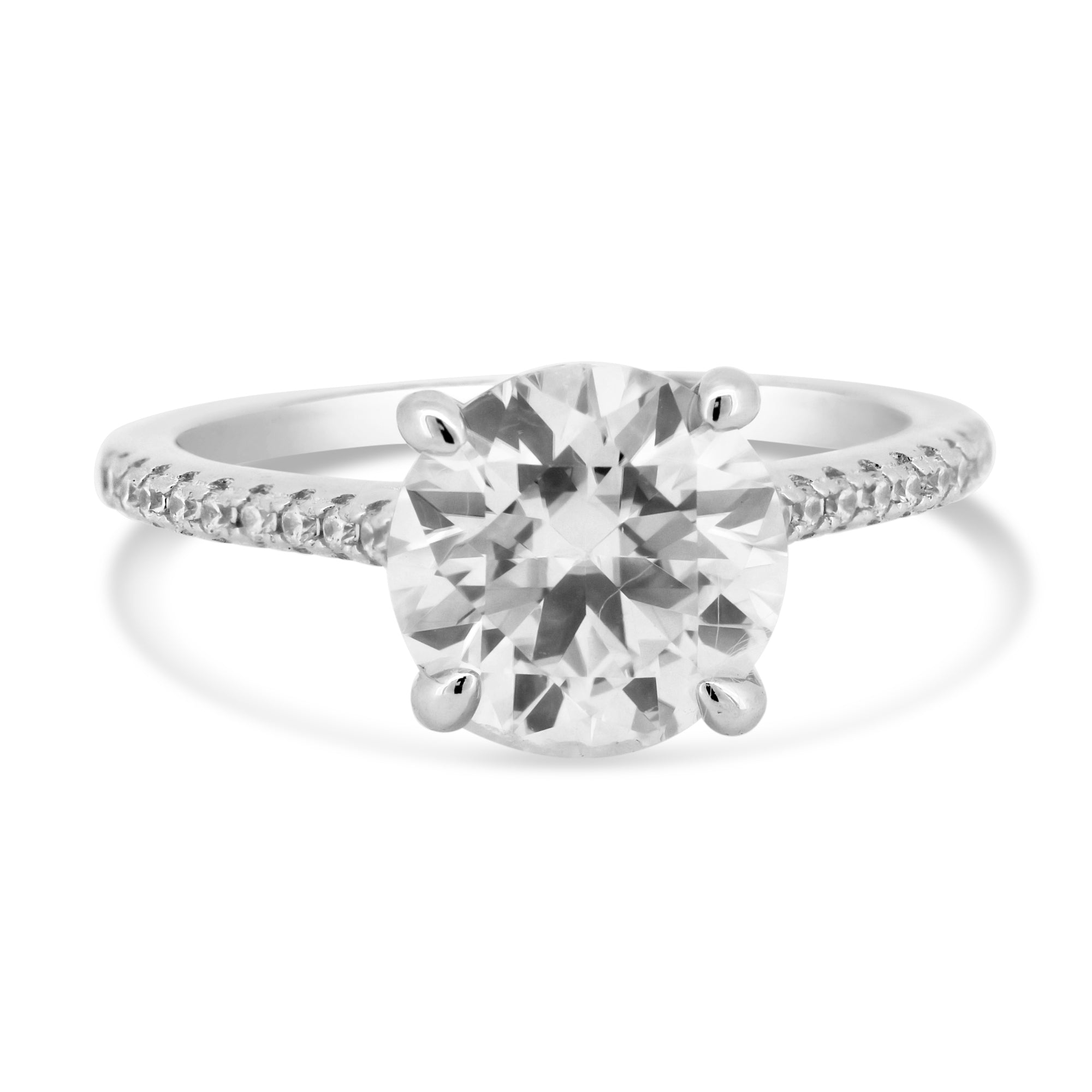 Anillo de compromiso de plata de ley 925 rodiada con moissanita de 2 quilates incrustada - MBGR00014