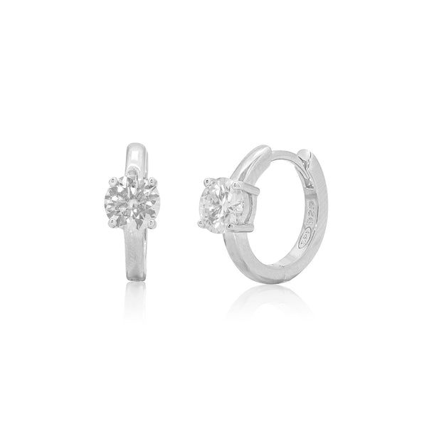 Rhodium Plated 925 Sterling Silver Moissanite Hoop Earring - MDGE00001