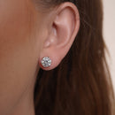 Pendiente de aro con cruz de moissanita en plata de ley 925 rodiada - MGME00037