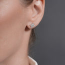 Pendiente de aro con cruz de moissanita en plata de ley 925 rodiada - MGME00037