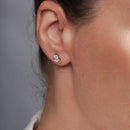 Pendiente de aro con cruz de moissanita en plata de ley 925 rodiada - MGME00037