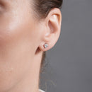 Pendiente de aro con cruz de moissanita en plata de ley 925 rodiada - MGME00037