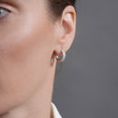 Pendiente de aro con cruz de moissanita en plata de ley 925 rodiada - MGME00037