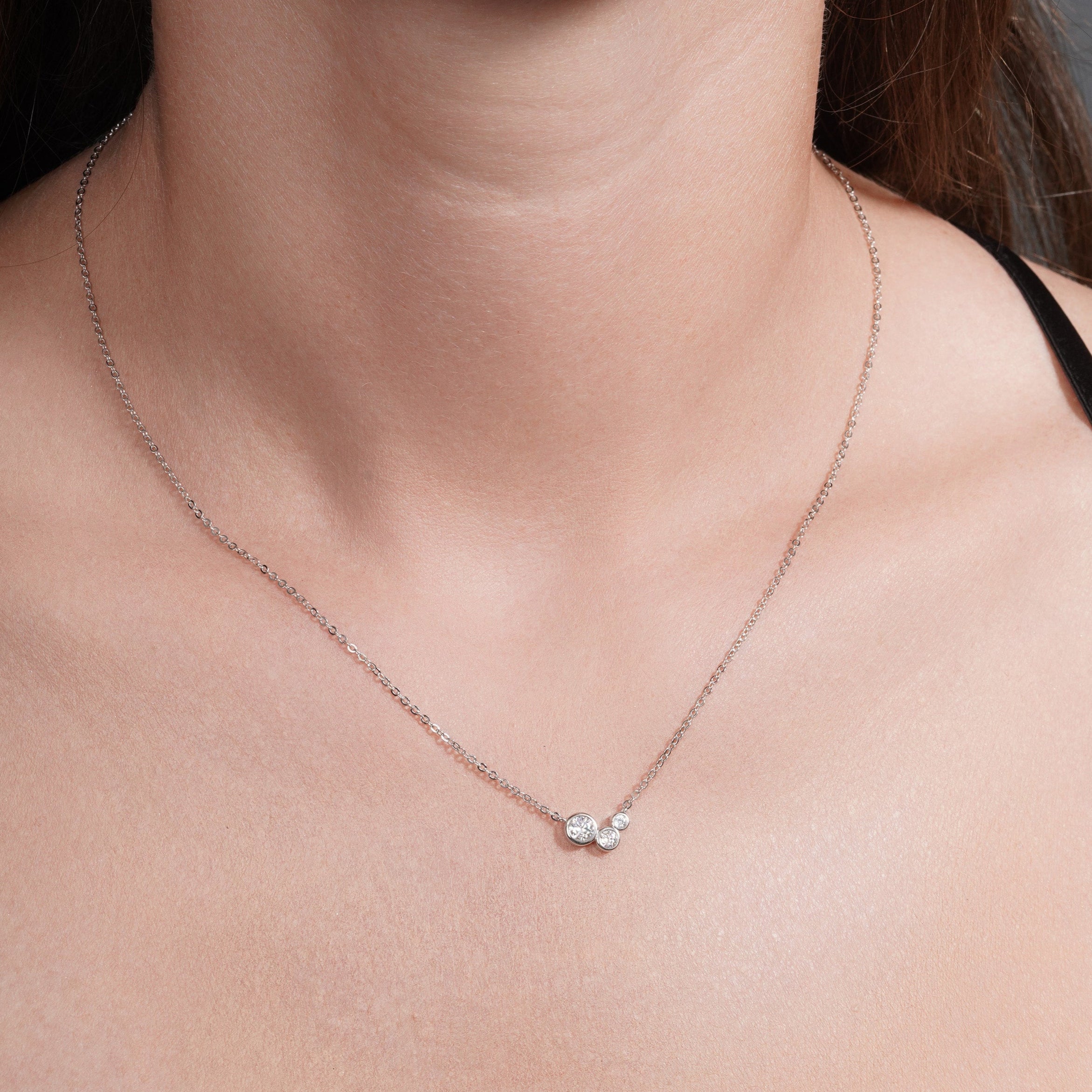 Rhodium Plated 925 Sterling Silver 10.4mm x 6mm Round Cluster
