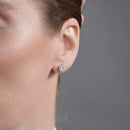 Pendiente de aro con cruz de moissanita en plata de ley 925 rodiada - MGME00037